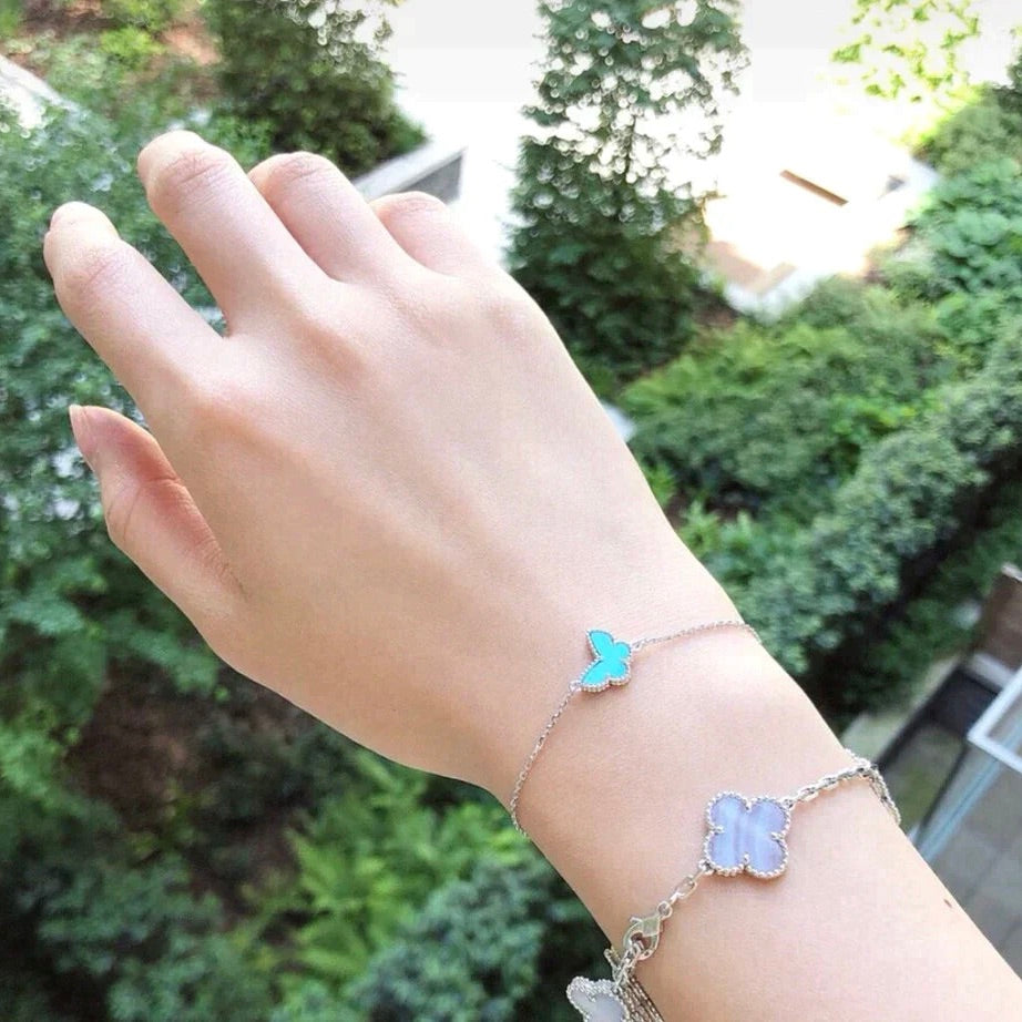 [Royal Fine ]BUTTERFLY TURQUOISE BUTTERFLY BRACELET SILVER