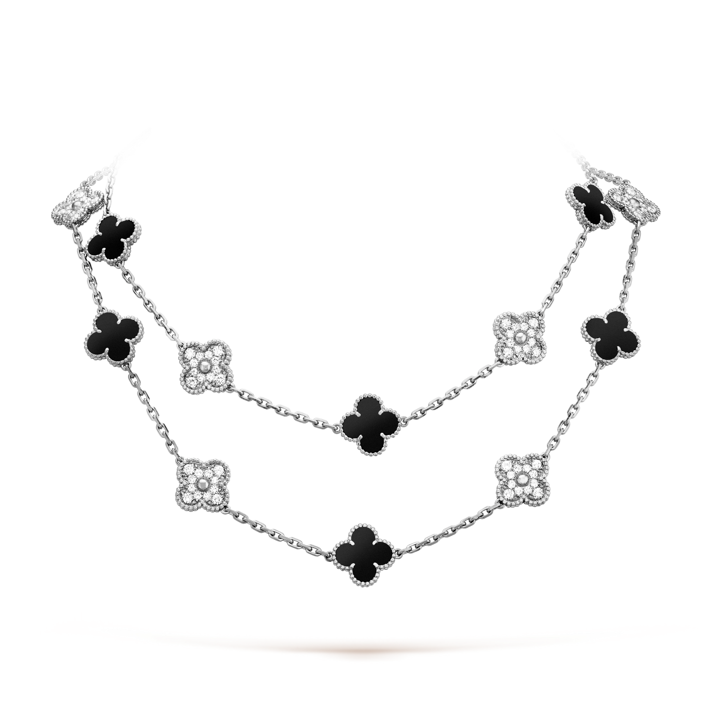 [Royal Fine ]CLOVER 20 MOTIFS ONYX DIAMOND SILVER
