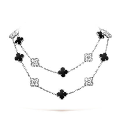 [Royal Fine ]CLOVER 20 MOTIFS ONYX DIAMOND SILVER
