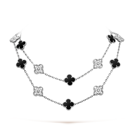 [Royal Fine ]CLOVER 20 MOTIFS ONYX DIAMOND SILVER