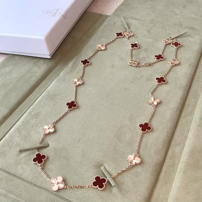 [Royal Fine ]CLOVER 20 MOTIFS LASER CARNELIAN NECKLACE