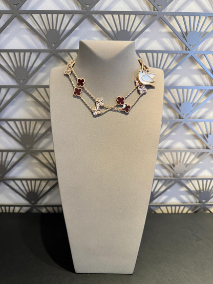 [Royal Fine ]CLOVER 20 MOTIFS LASER CARNELIAN NECKLACE