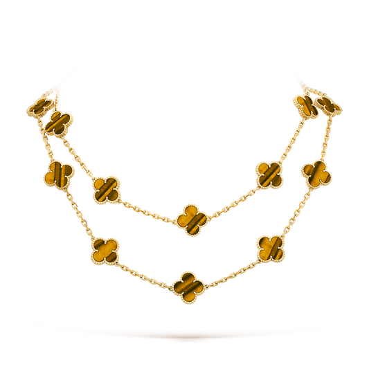 [Royal Fine ]CLOVER 20 MOTIFS TIGER EYE ROSE GOLD
