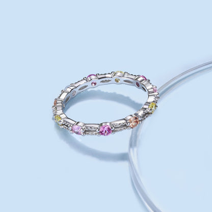 [Royal]Sparkling Colorful Round Cut Tennis Ring