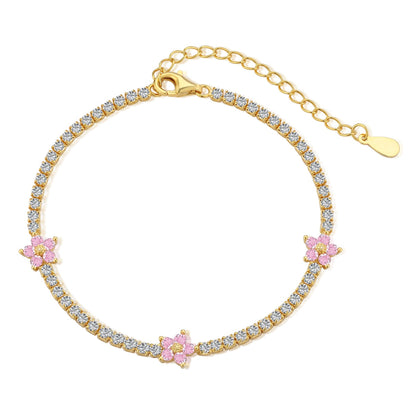 [Royal]Sparkling Flower Shape Tennis Bracelet