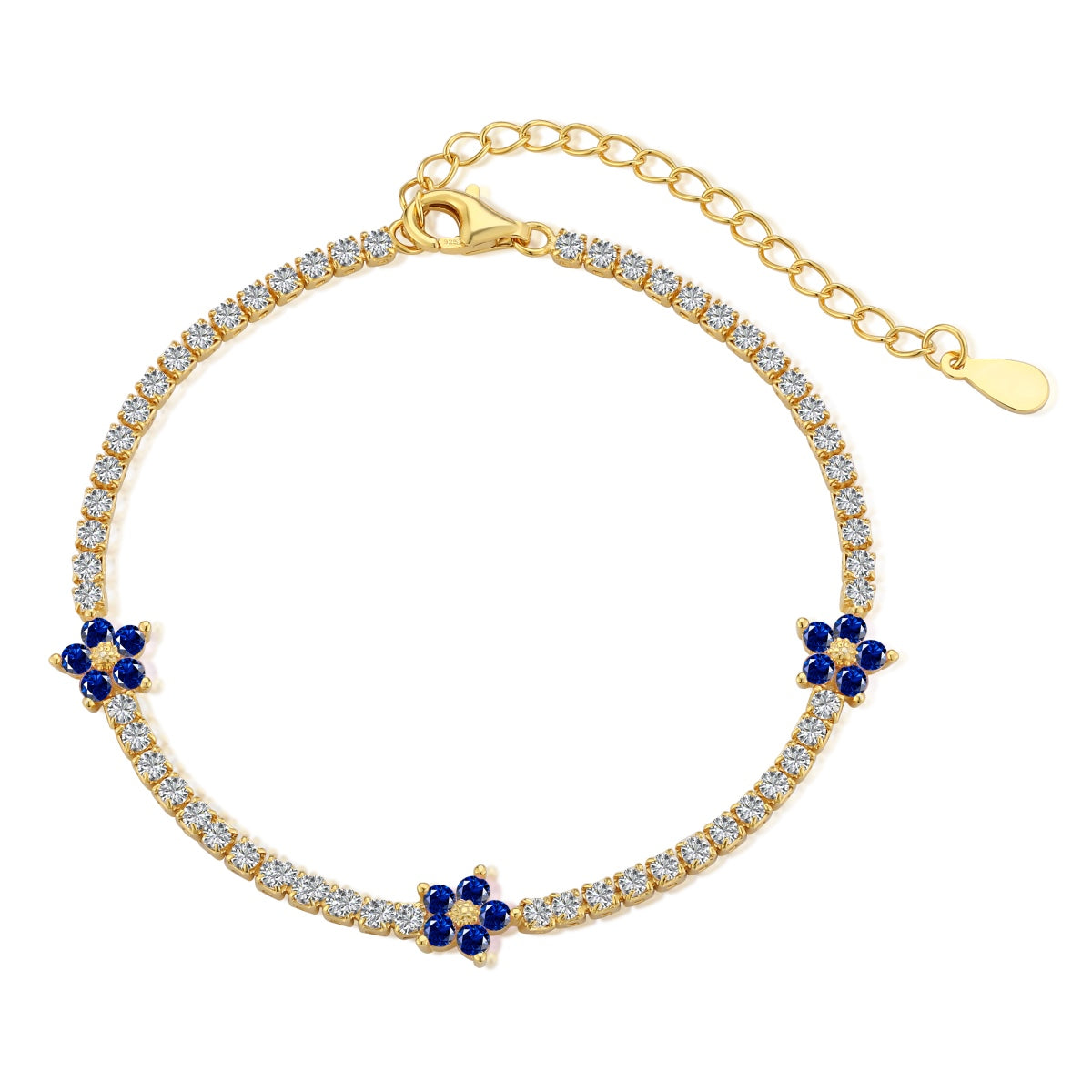 [Royal]Sparkling Flower Shape Tennis Bracelet