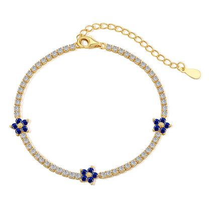 [Royal]Sparkling Flower Shape Tennis Bracelet