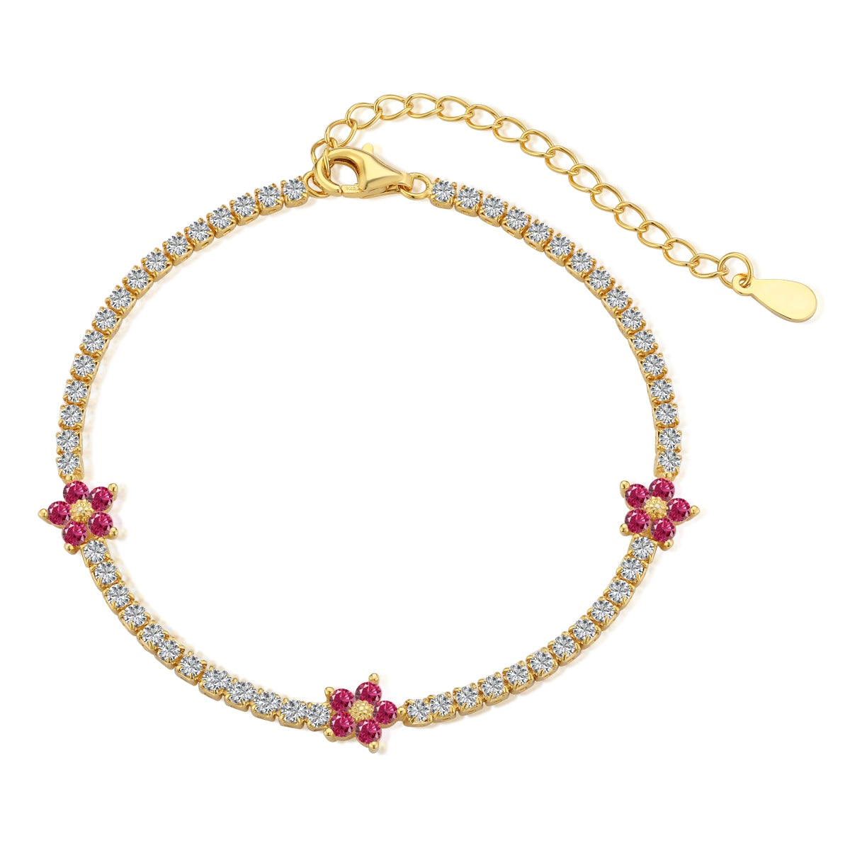 [Royal]Sparkling Flower Shape Tennis Bracelet