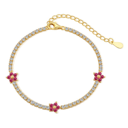 [Royal]Sparkling Flower Shape Tennis Bracelet