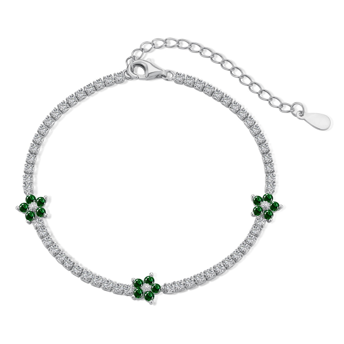 [Royal]Sparkling Flower Shape Tennis Bracelet