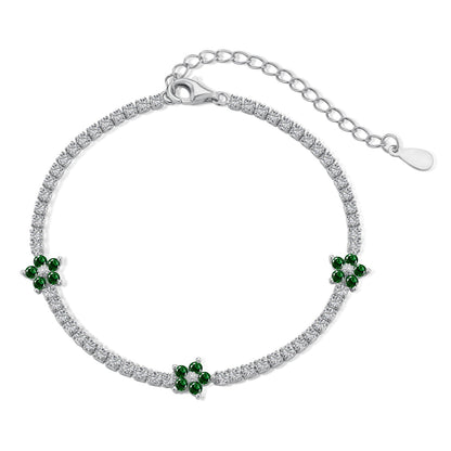 [Royal]Sparkling Flower Shape Tennis Bracelet
