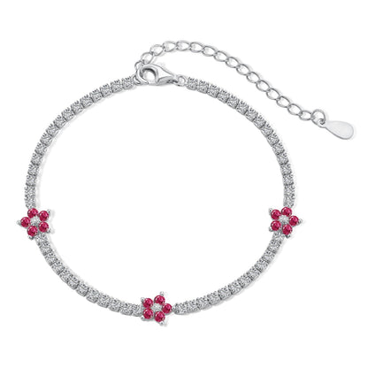 [Royal]Sparkling Flower Shape Tennis Bracelet