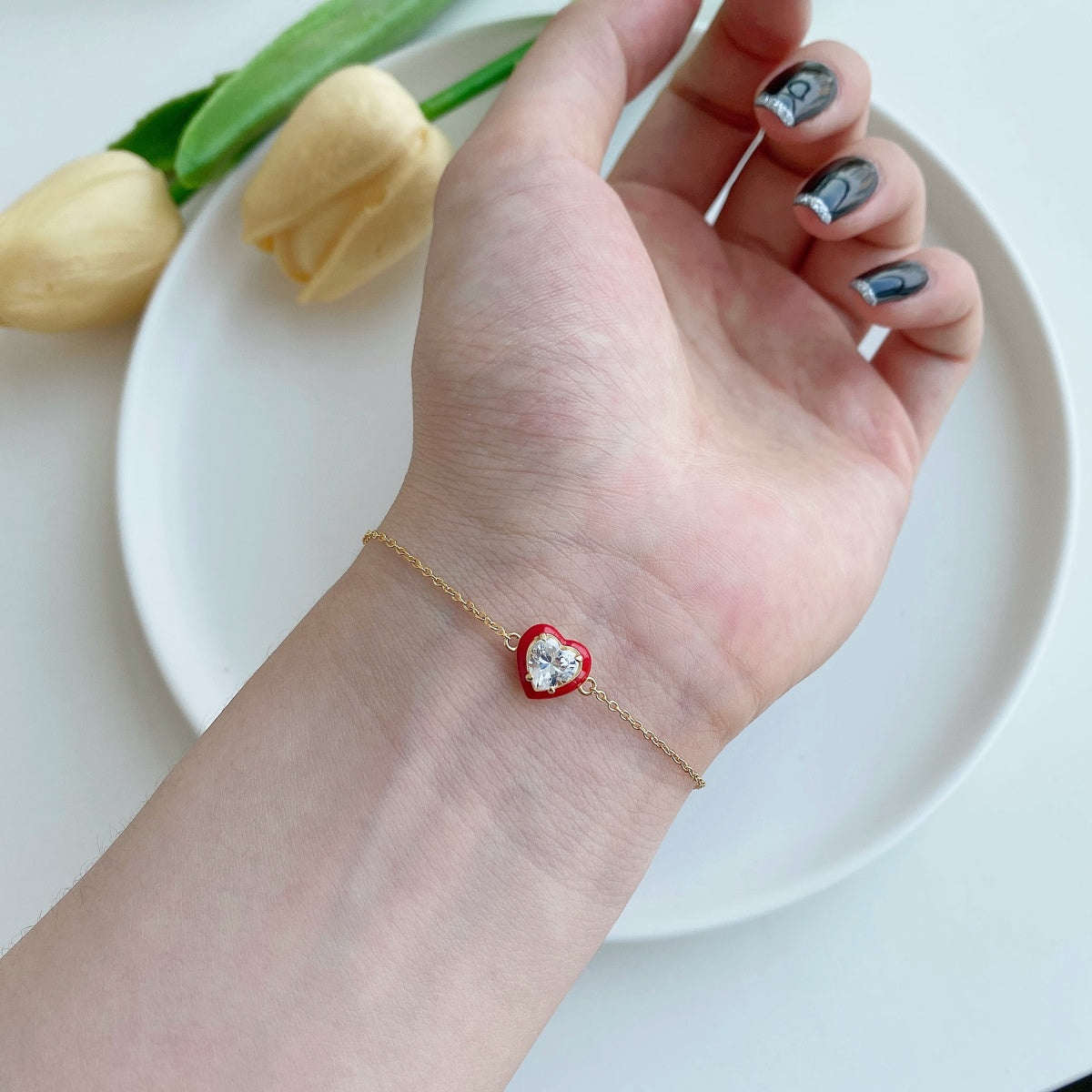 [Royal]Sparkling Romantic Heart Shape Lover Bracelet