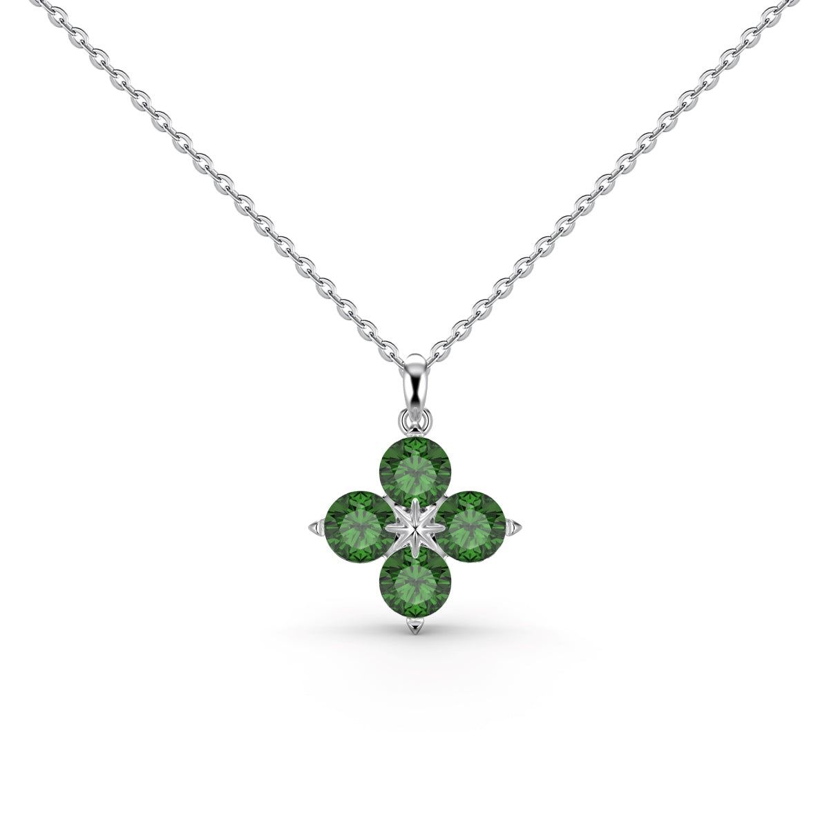 [Royal]Four-Leaf Clover And Eight-Pointed Star Necklace