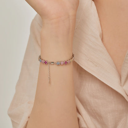 [Royal]Delicate Colorful Emerald Cut Daily Bracelet
