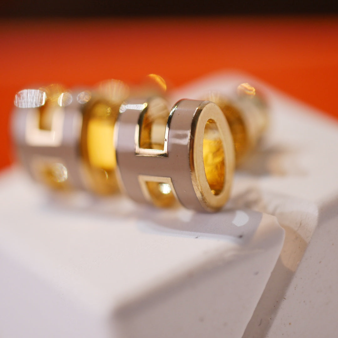 [Royal]MINI POP H GOLD EARRINGS GREY