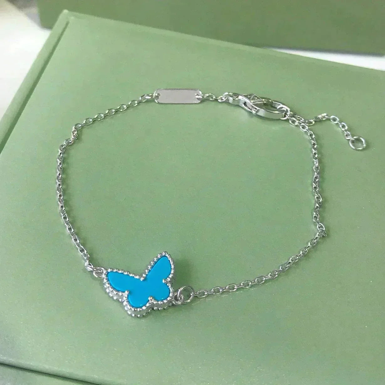 [Royal Fine ]BUTTERFLY TURQUOISE BUTTERFLY BRACELET SILVER