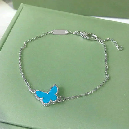 [Royal Fine ]BUTTERFLY TURQUOISE BUTTERFLY BRACELET SILVER