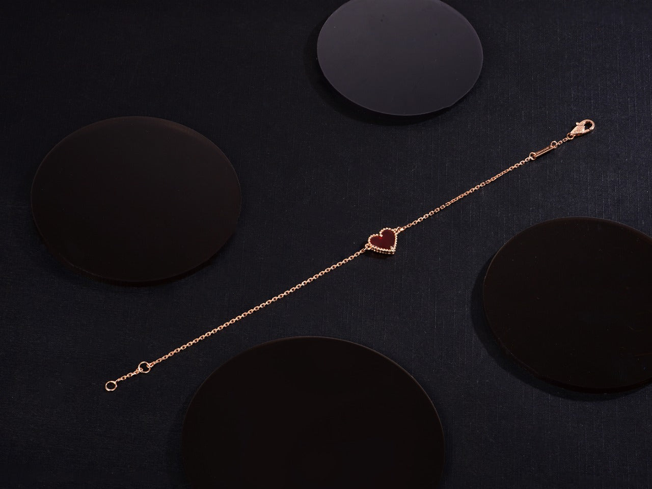 [Royal]HEART CARNELIAN PINK GOLD BRACELET