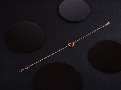 [Royal]HEART CARNELIAN PINK GOLD BRACELET