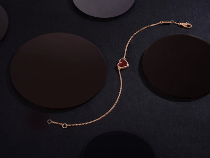 [Royal]HEART CARNELIAN PINK GOLD BRACELET