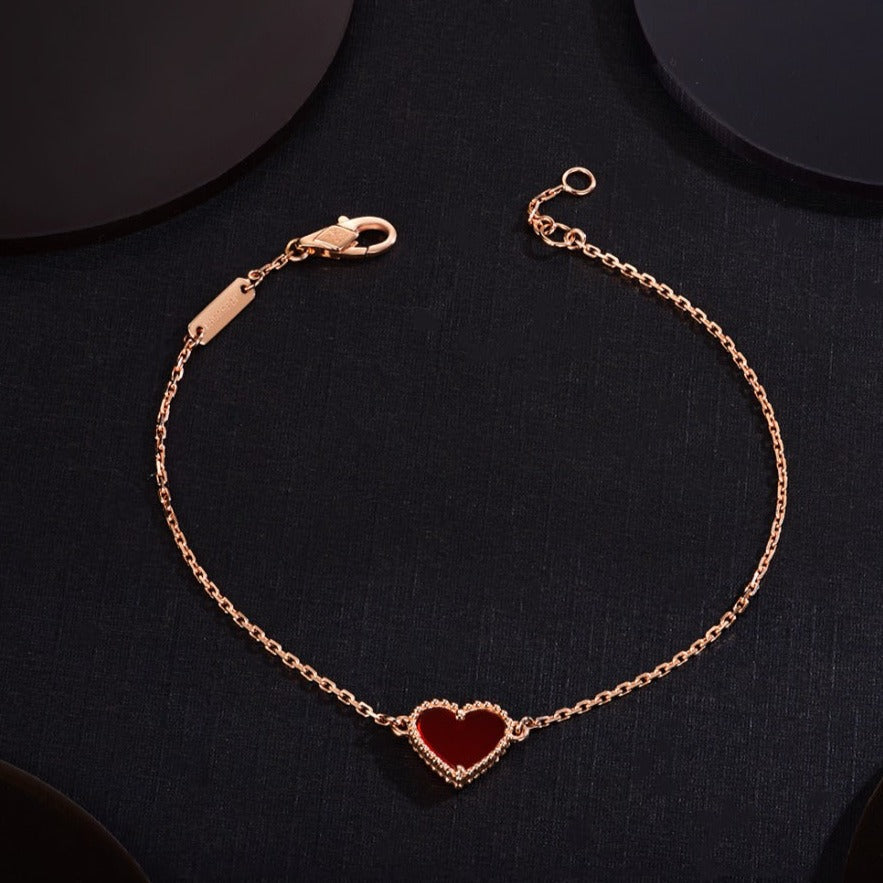[Royal]HEART CARNELIAN PINK GOLD BRACELET