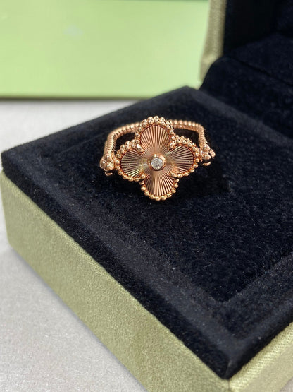 [Royal Fine ]CLOVER RIVERSIBLE PINK GOLD RING