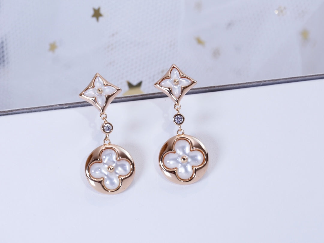 [Royal]STAR AND SUN PINK GOLD MOP DROP EARRINGS