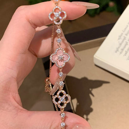 [Royal Fine ]CLOVER 5 MOTIF PINK BLUE RED WHITE BRACELET