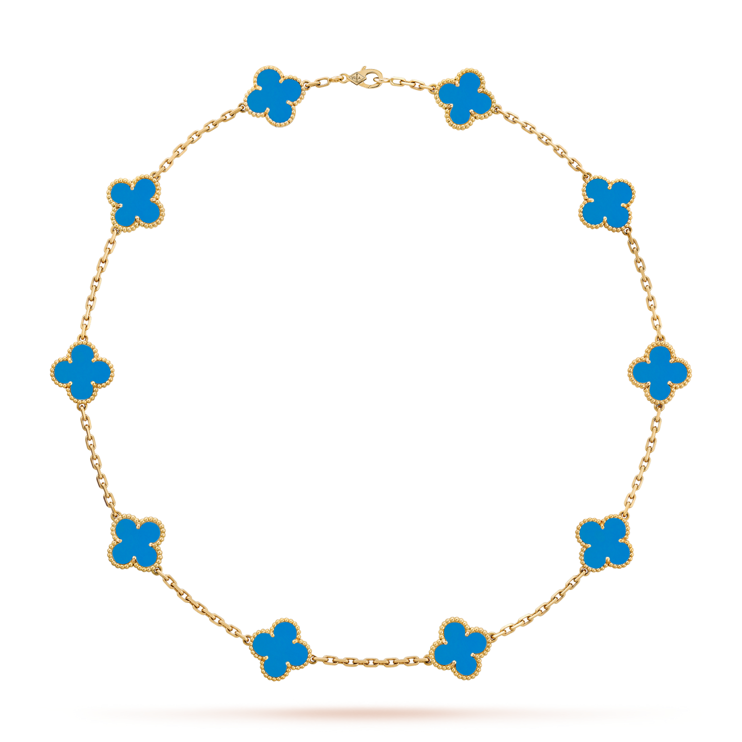 [Royal Fine ]CLOVER 10 MOTIFS BLUE AGATE NECKLACE