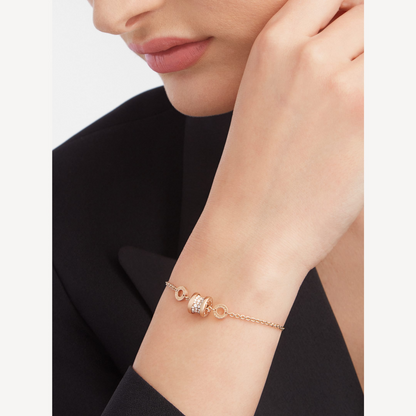[Royal]ZERO 1 SOFT PINK GOLD WITH PAVED DIAMONDS ON THE SPIRAL BRACELET