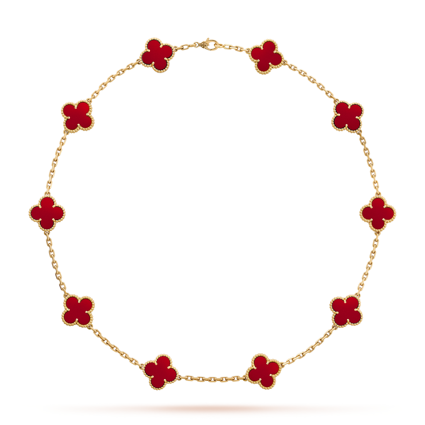 [Royal Fine ]CLOVER 10 MOTIFS CARNELIAN NECKLACE