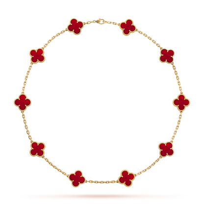 [Royal Fine ]CLOVER 10 MOTIFS CARNELIAN NECKLACE