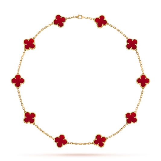 [Royal Fine ]CLOVER 10 MOTIFS CARNELIAN NECKLACE