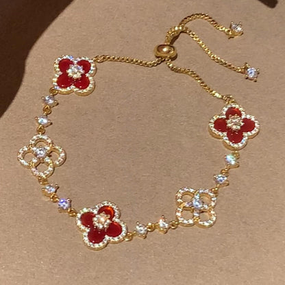 [Royal Fine ]CLOVER 5 MOTIF PINK BLUE RED WHITE BRACELET