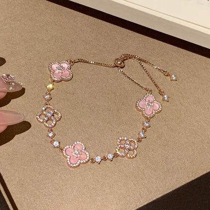 [Royal Fine ]CLOVER 5 MOTIF PINK BLUE RED WHITE BRACELET