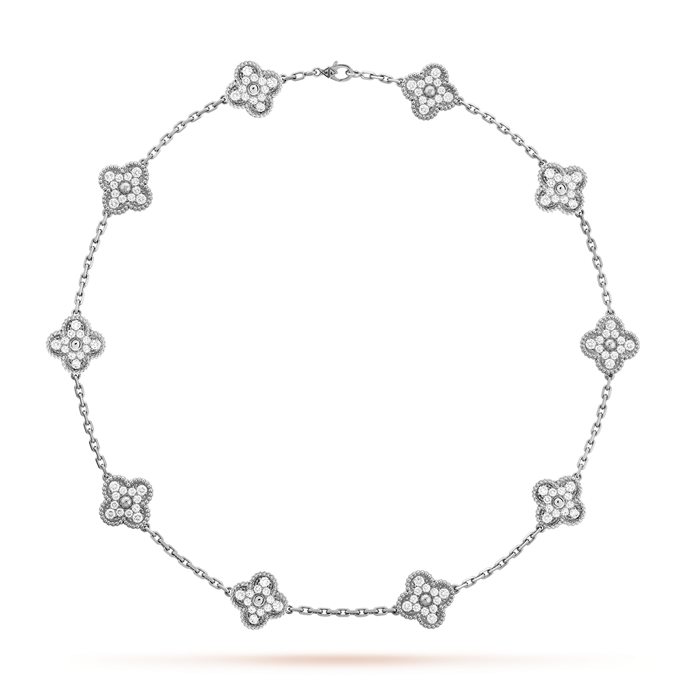 [Royal Fine ]CLOVER 10 MOTIFS DIAMOND NECKLACE