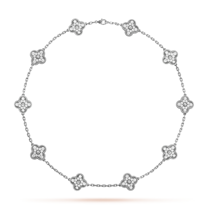 [Royal Fine ]CLOVER 10 MOTIFS DIAMOND NECKLACE