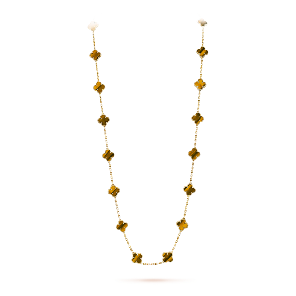 [Royal Fine ]CLOVER 20 MOTIFS TIGER EYE ROSE GOLD