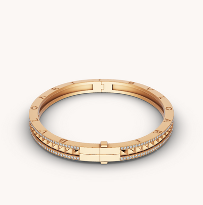 [Royal]ZERO 1 SPIRAL AND PAVED DIAMOND GOLD BRACELET