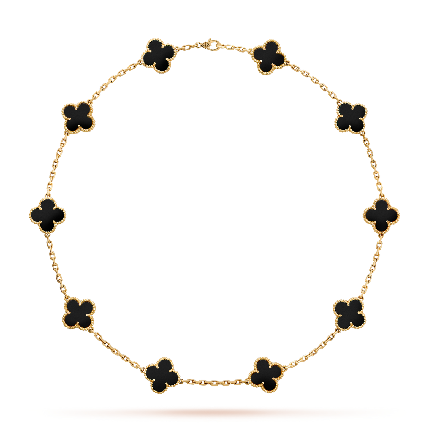 [Royal Fine ]CLOVER 10 MOTIFS ONYX NECKLACE