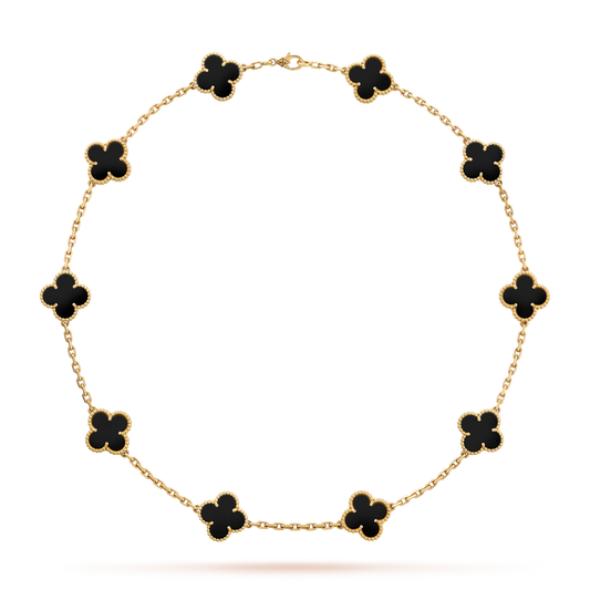 [Royal Fine ]CLOVER 10 MOTIFS ONYX NECKLACE