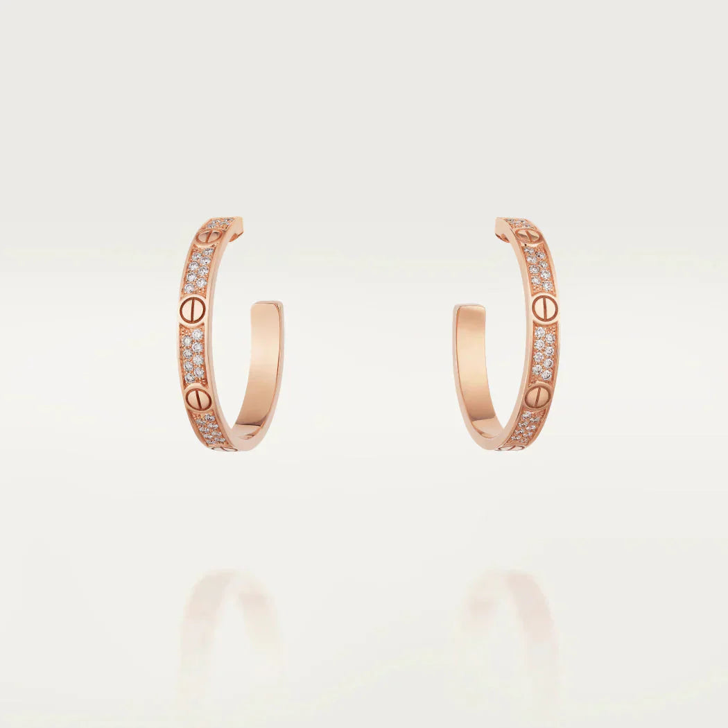 [Royal]LOVE DIAMOND PINK GOLD HOOP EARRINGS