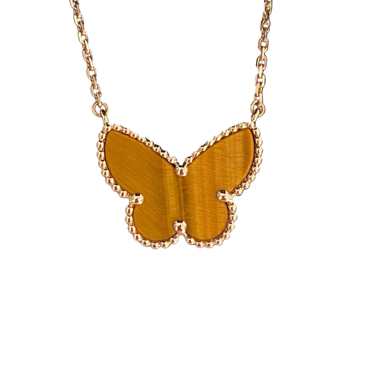 [Royal Fine ] TIGER__ EYE BUTTERFLY NECKLACE