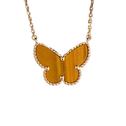 [Royal Fine ] TIGER__ EYE BUTTERFLY NECKLACE