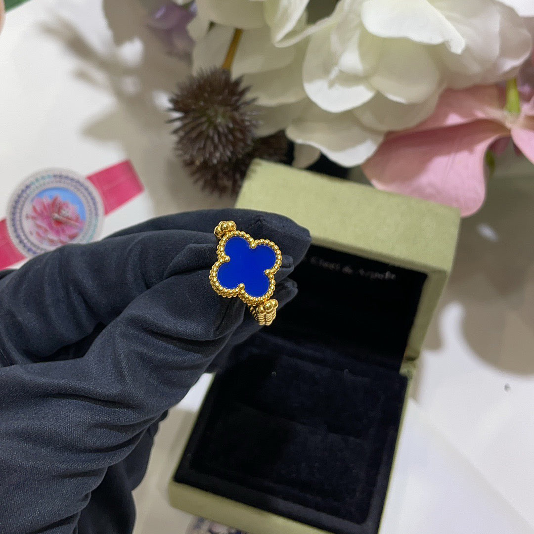 [Royal Fine ]CLOVER RIVERSIBLE BLUE AGATE RING