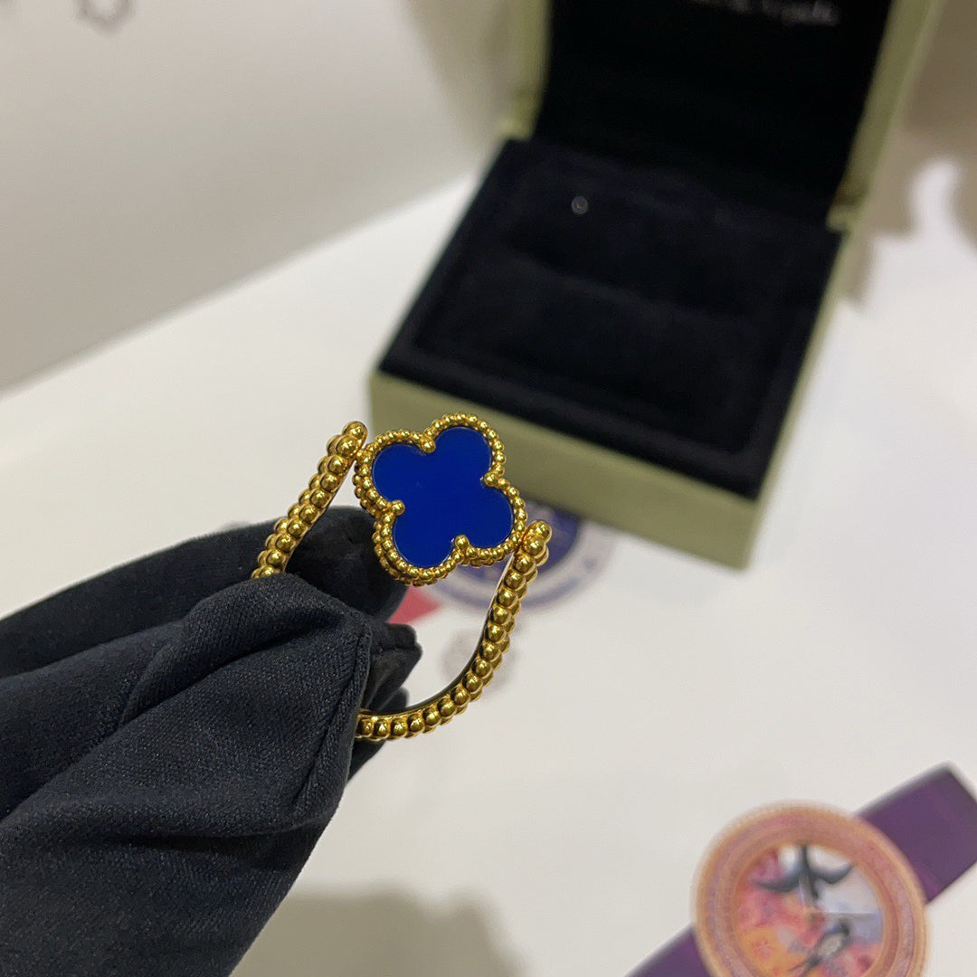 [Royal Fine ]CLOVER RIVERSIBLE BLUE AGATE RING