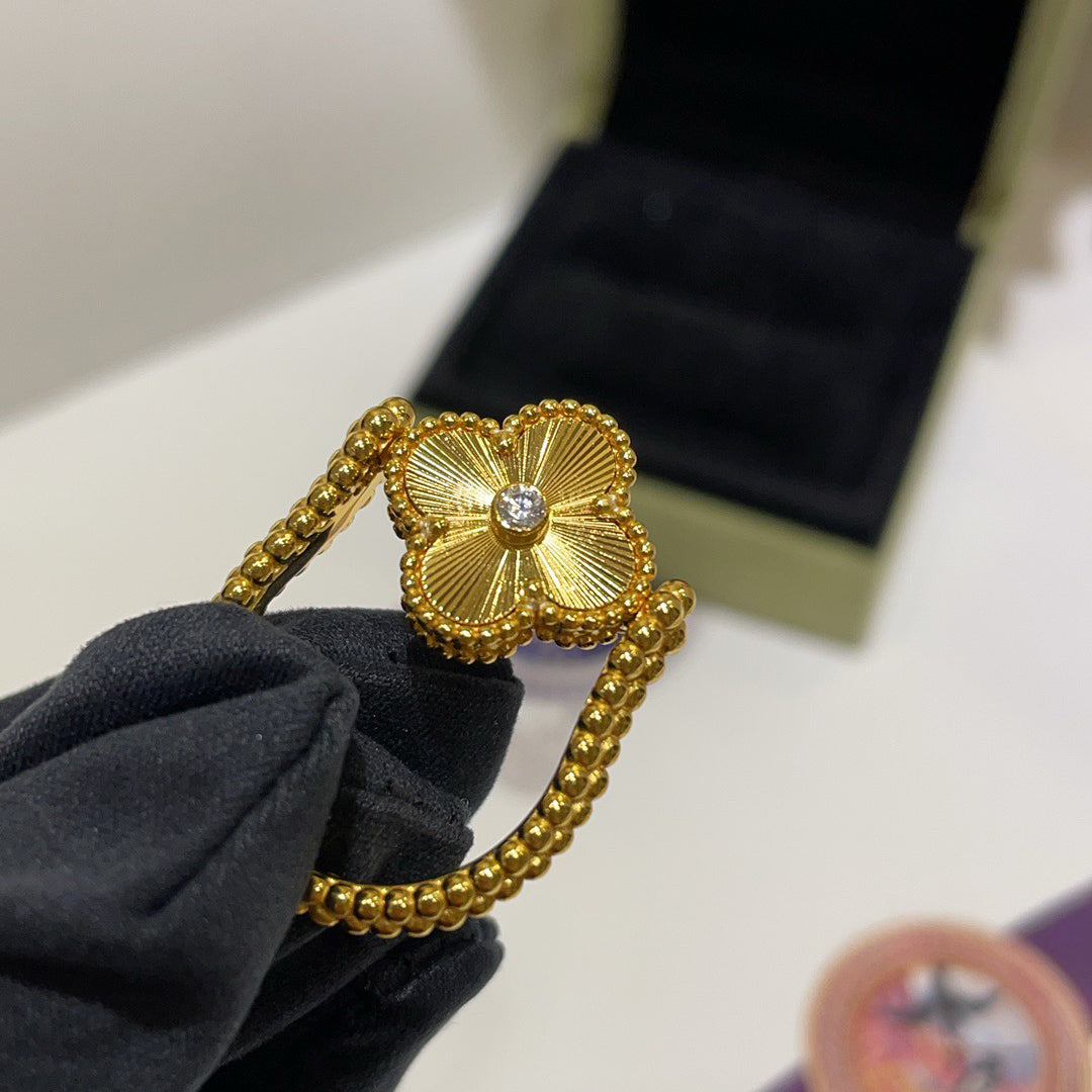 [Royal Fine ]CLOVER RIVERSIBLE BLUE AGATE RING