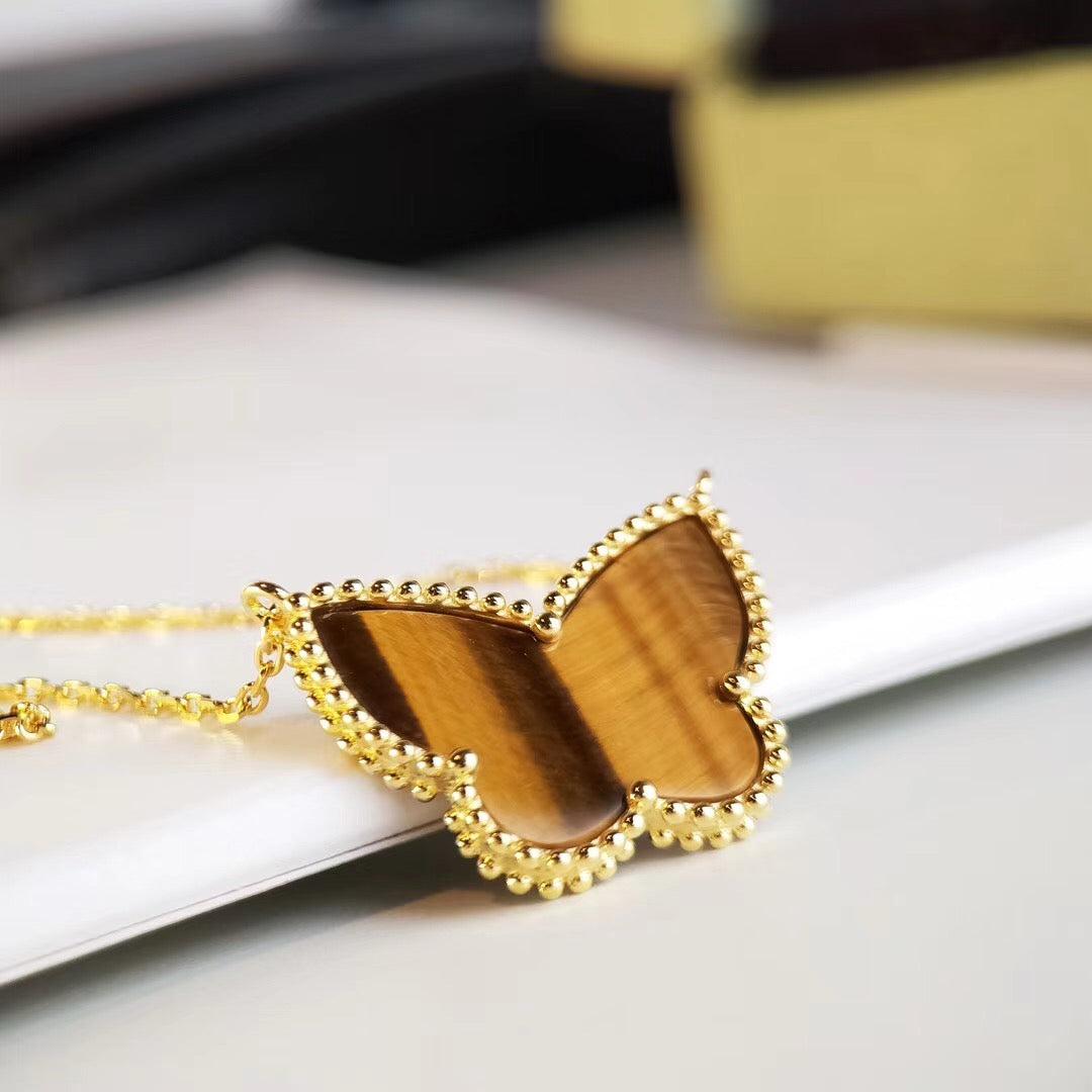 [Royal Fine ] TIGER__ EYE BUTTERFLY NECKLACE
