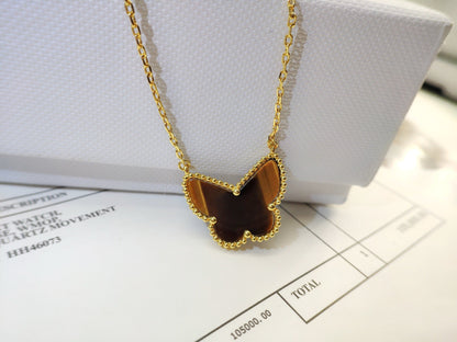 [Royal Fine ] TIGER__ EYE BUTTERFLY NECKLACE